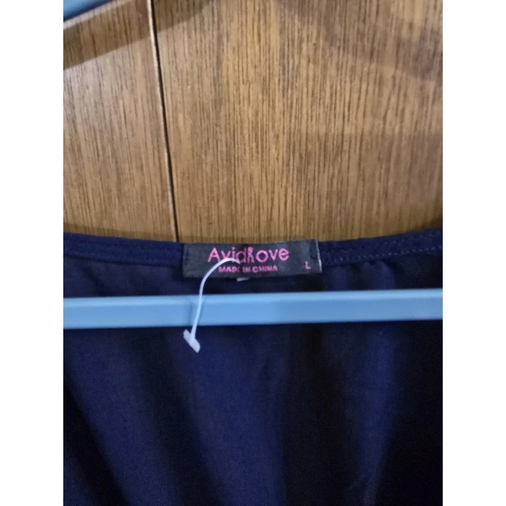 Avid Love Women's Sheer Cover Up Blue‎ Size Large Short Sleeve Tie Waist